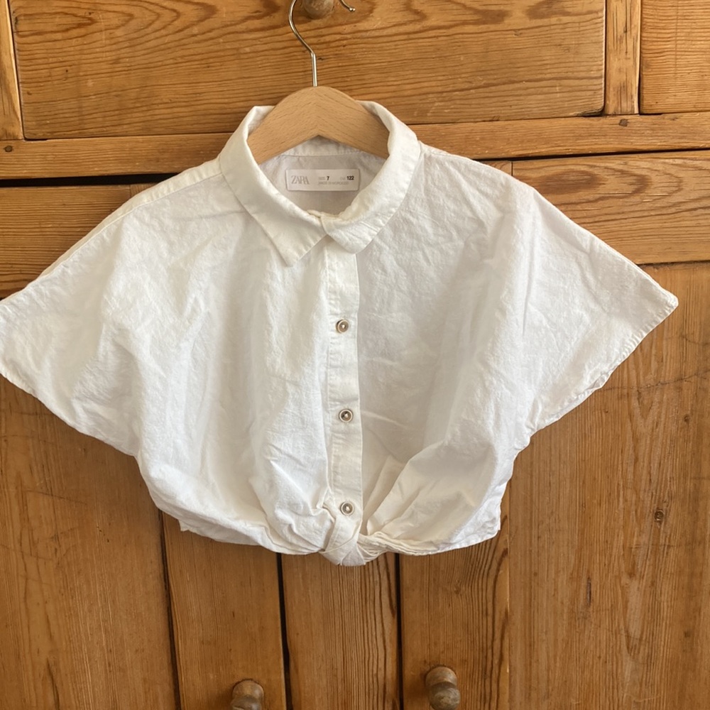 Zara girls cotton elastic waist summer crop linen